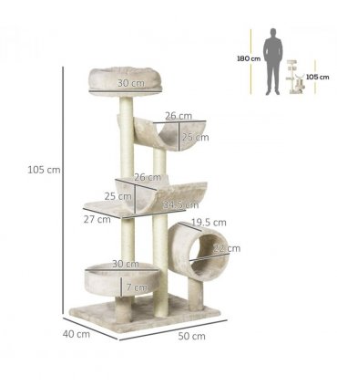 Multi-Level Large Cat Tree Scratching Post Perch Play Center Tunnel Beige