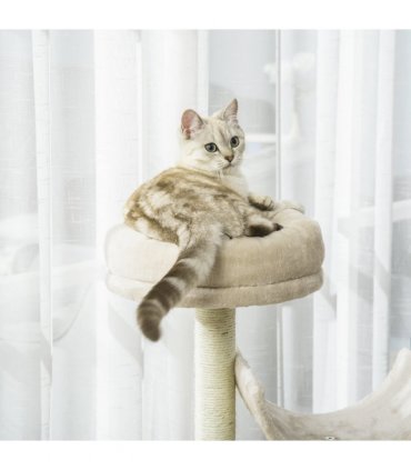 Multi-Level Large Cat Tree Scratching Post Perch Play Center Tunnel Beige