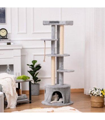 Cat Tree Multi-level Kitten Tower w/ Scratching Post Condo Plush Perches