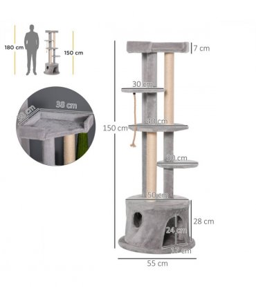 Cat Tree Multi-level Kitten Tower w/ Scratching Post Condo Plush Perches