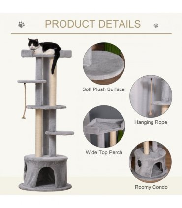 Cat Tree Multi-level Kitten Tower w/ Scratching Post Condo Plush Perches