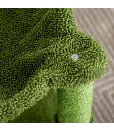 Cat Tree Green Chenille Fabric 40L x 40W x 96H cm Cactus Shape Scratching Post