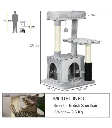 Cat Tree Climbing Activity Center with Scratching Massage Toy Hanging Ball