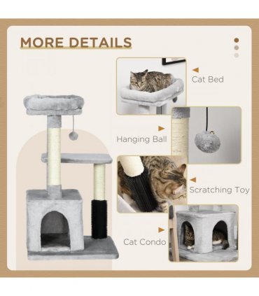 Cat Tree Climbing Activity Center with Scratching Massage Toy Hanging Ball