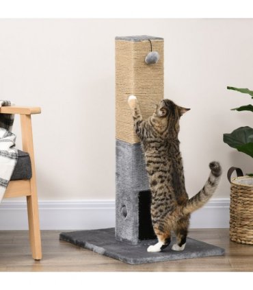 Cat Scratching Post 79cm Scratcher Climber Cat Tree Activity Centre - Grey