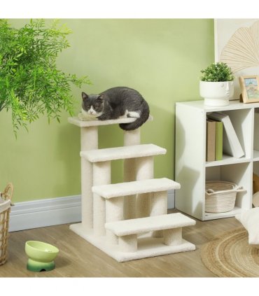 Pet Ramp Stairs 4 Steps Cat Tree Ladder Safety Steps Climbing Frame Brown