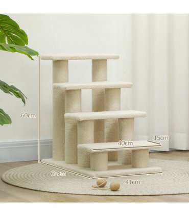 Pet Ramp Stairs 4 Steps Cat Tree Ladder Safety Steps Climbing Frame Brown