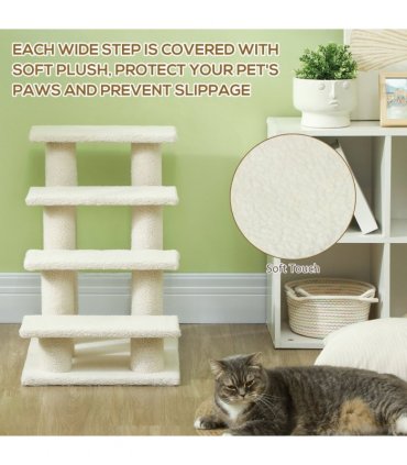 Pet Ramp Stairs 4 Steps Cat Tree Ladder Safety Steps Climbing Frame Brown