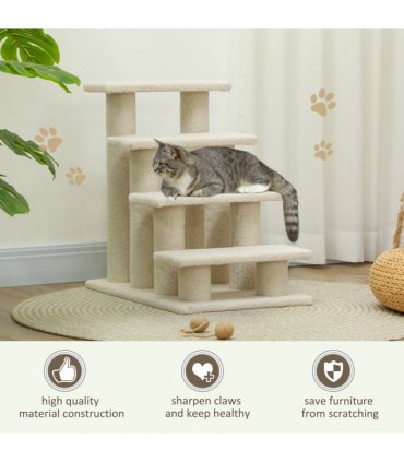 Pet Ramp Stairs 4 Steps Cat Tree Ladder Safety Steps Climbing Frame Brown