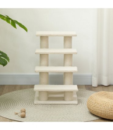 Pet Ramp Stairs 4 Steps Cat Tree Ladder Safety Steps Climbing Frame Brown