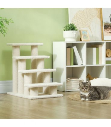 Pet Ramp Stairs 4 Steps Cat Tree Ladder Safety Steps Climbing Frame Brown