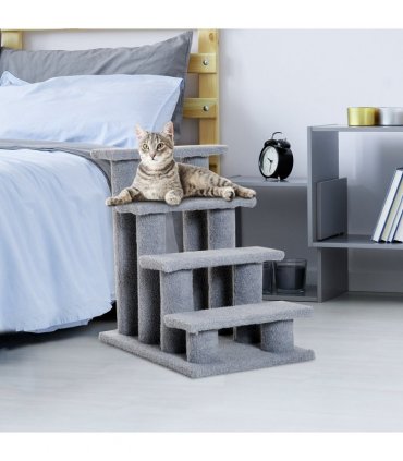 Pet Ramp Stairs 4 Steps Cat Tree Ladder Safety Steps Climbing Frame Grey
