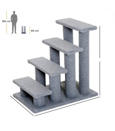 Pet Ramp Stairs 4 Steps Cat Tree Ladder Safety Steps Climbing Frame Grey