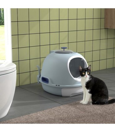 Cat Litter Box Pet Toilet With Scoop Enclosed Drawer Skylight Easy To Clean
