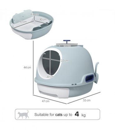 Cat Litter Box Pet Toilet With Scoop Enclosed Drawer Skylight Easy To Clean
