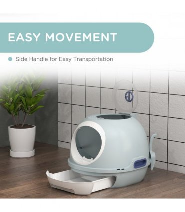 Cat Litter Box Pet Toilet With Scoop Enclosed Drawer Skylight Easy To Clean