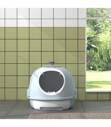 Cat Litter Box Pet Toilet With Scoop Enclosed Drawer Skylight Easy To Clean