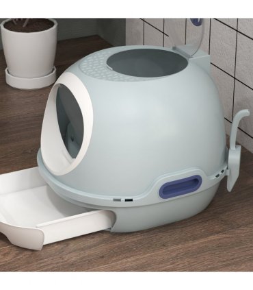 Cat Litter Box Pet Toilet With Scoop Enclosed Drawer Skylight Easy To Clean