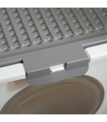 Cat Litter Tray Pet Litter Box Toilet w/ Front Entrance, Top Exit, Scoop - White