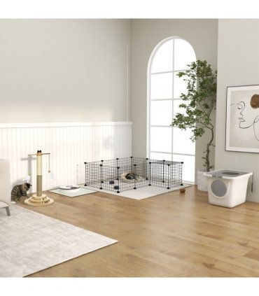 Cat Litter Tray Pet Litter Box Toilet w/ Front Entrance, Top Exit, Scoop - White