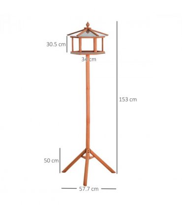 Wooden Bird Table Free Standing Bird Feeder Parrot Stand for Garden, Patio