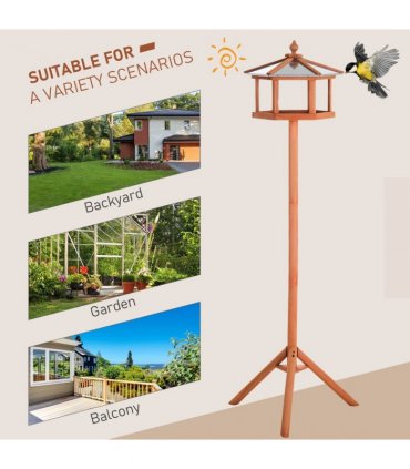 Wooden Bird Table Free Standing Bird Feeder Parrot Stand for Garden, Patio