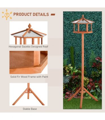 Wooden Bird Table Free Standing Bird Feeder Parrot Stand for Garden, Patio