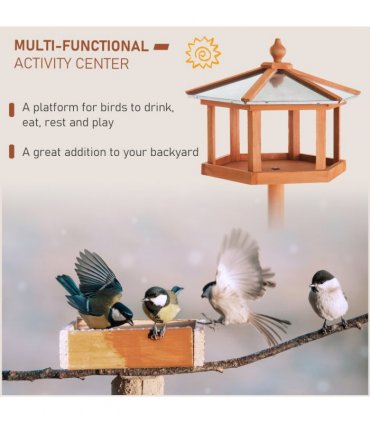 Wooden Bird Table Free Standing Bird Feeder Parrot Stand for Garden, Patio