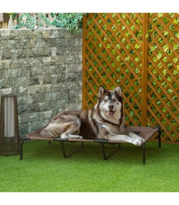 Cooling Elevated Dog Bed Portable Raised Pet Cot for Indoor & Outdoor, Brown