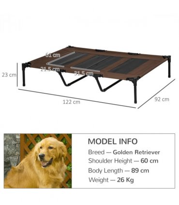 Cooling Elevated Dog Bed Portable Raised Pet Cot for Indoor & Outdoor, Brown