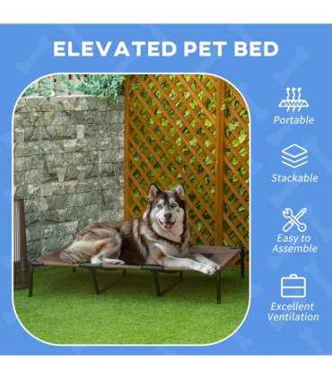 Cooling Elevated Dog Bed Portable Raised Pet Cot for Indoor & Outdoor, Brown