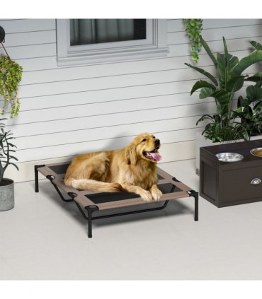 Cooling Elevated Dog Bed Portable Raised Pet Cot for Indoor & Outdoor, Brown