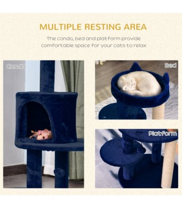 Cat Activity Tree  Deluxe Blue Cat Tree w/ Scratching Posts Ear Perch House