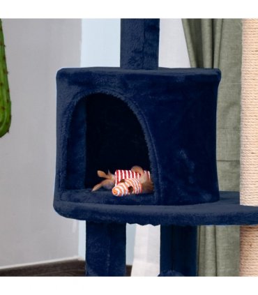 Cat Activity Tree  Deluxe Blue Cat Tree w/ Scratching Posts Ear Perch House