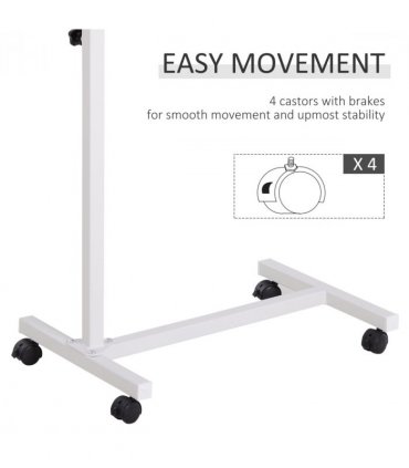 Multipurpose Overbed Chair Table Sofa Side Stand Height Adjustable White/Brown