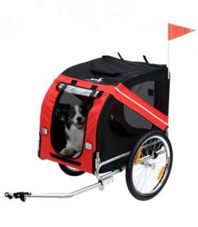 Pet Bicycle Trailer Dog Cat Bike Carrier Water Resistant W/ Hitch Coupler Red