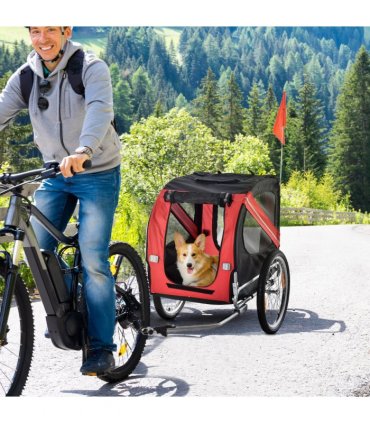 Pet Bicycle Trailer Dog Cat Bike Carrier Water Resistant W/ Hitch Coupler Red