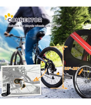 Pet Bicycle Trailer Dog Cat Bike Carrier Water Resistant W/ Hitch Coupler Red