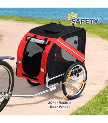 Pet Bicycle Trailer Dog Cat Bike Carrier Water Resistant W/ Hitch Coupler Red