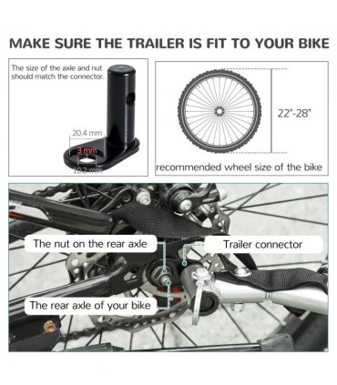 Dog Bike Trailer Pet Cat Carrier for Small Medium Puppy Travel Black and Red