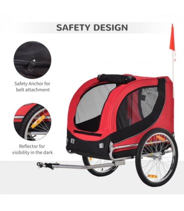 Dog Bike Trailer Pet Cat Carrier for Small Medium Puppy Travel Black and Red
