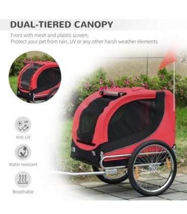 Dog Bike Trailer Pet Cat Carrier for Small Medium Puppy Travel Black and Red