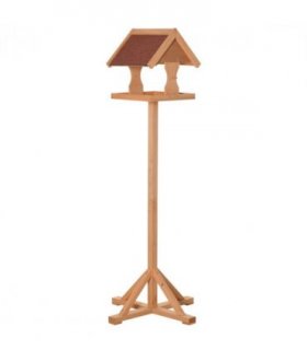 Wooden Bird Feeder Natural Wood Finish 55L x 55W x 144H cm Fir Wood Platform