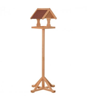 Wooden Bird Feeder Natural Wood Finish 55L x 55W x 144H cm Fir Wood Platform