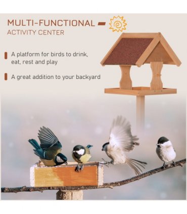 Wooden Bird Feeder Natural Wood Finish 55L x 55W x 144H cm Fir Wood Platform