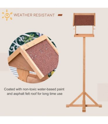 Wooden Bird Feeder Natural Wood Finish 55L x 55W x 144H cm Fir Wood Platform