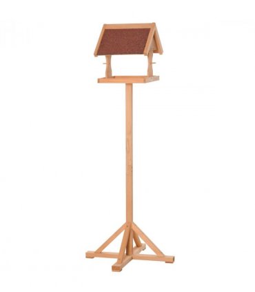 Wooden Bird Feeder Natural Wood Finish 55L x 55W x 144H cm Fir Wood Platform
