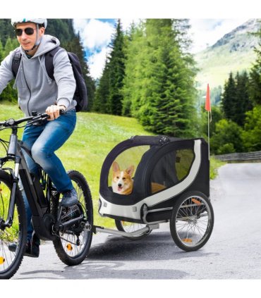 Pet Bicycle Trailer Dog Cat Bike Carrier Water Resistant Travel Steel Black