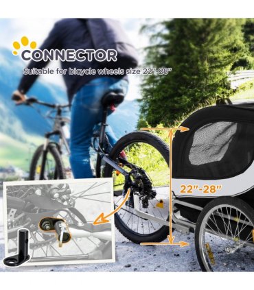 Pet Bicycle Trailer Dog Cat Bike Carrier Water Resistant Travel Steel Black