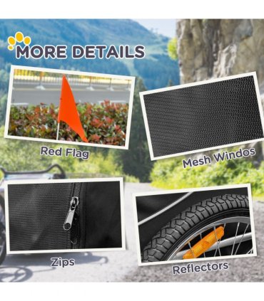 Pet Bicycle Trailer Dog Cat Bike Carrier Water Resistant Travel Steel Black